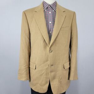 Evan Picone Men's Sport Coat Blazer‎ Two Button Beige Flannel Size 42L